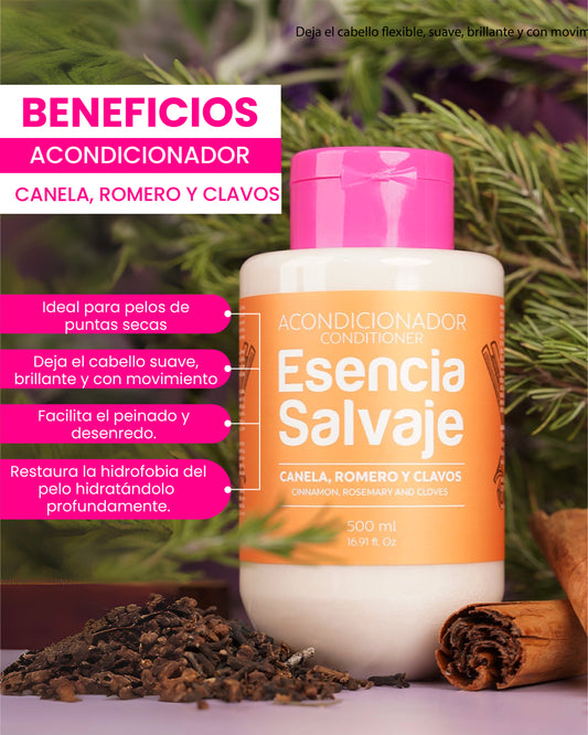 Acondicionador Esencia Salvaje Canela, Romero Y Clavos 500ml