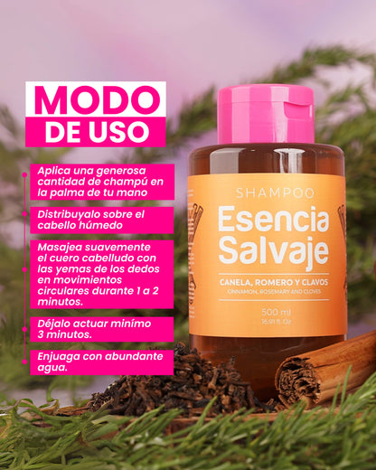 Champú Esencia Salvaje Canela, Romero Y Clavos 500ml
