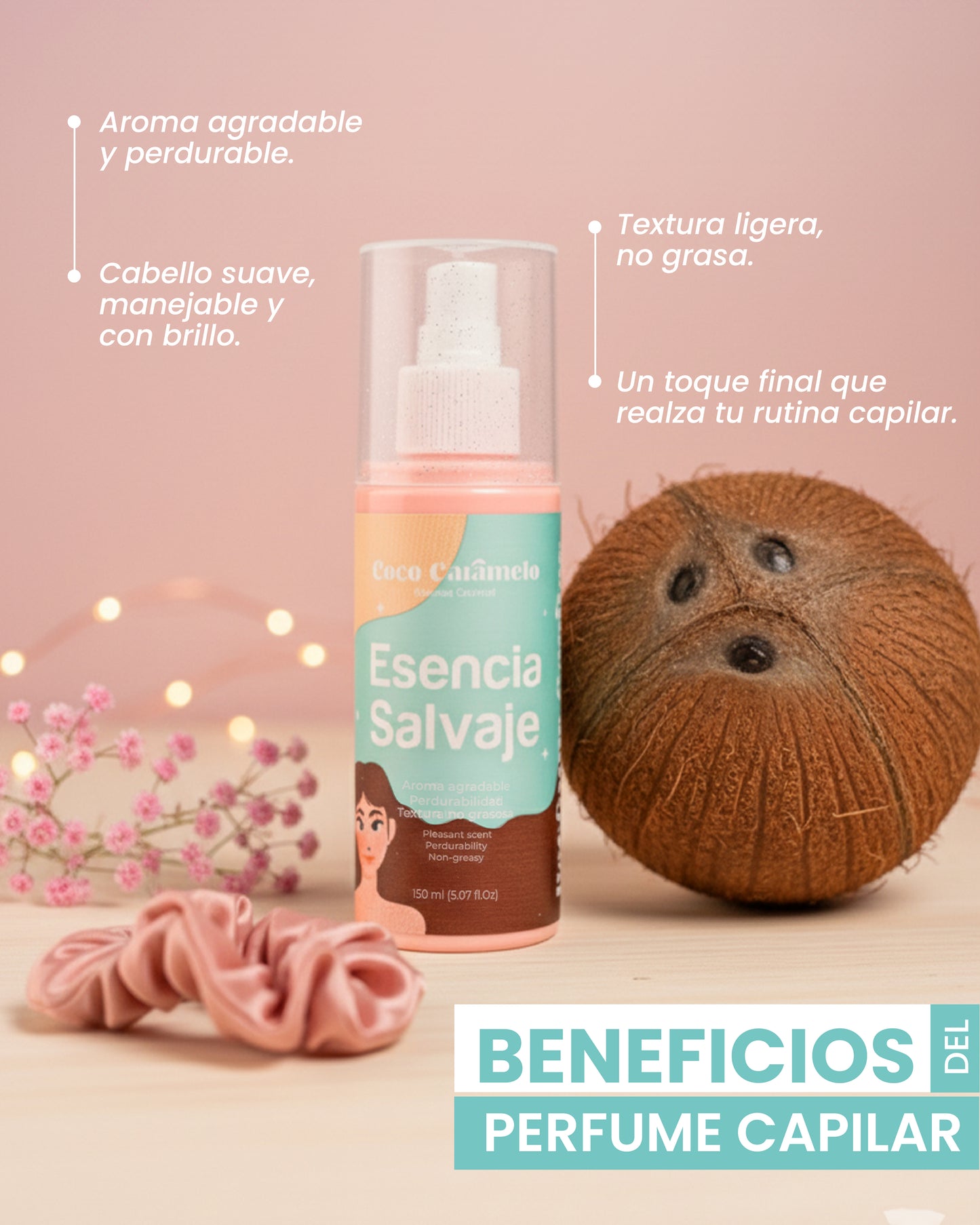 Perfume Capilar Esencia Salvaje Coco-Caramelo