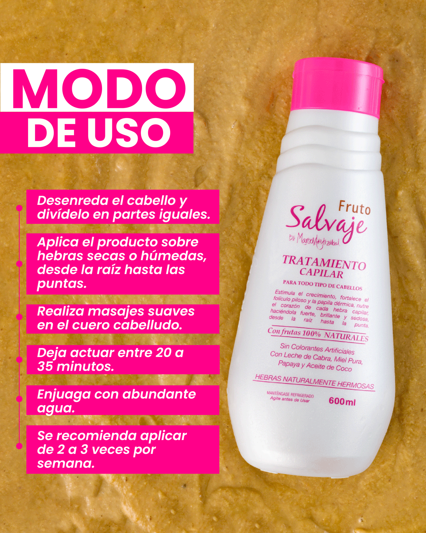 Tratamiento Capilar De Frutas Refrigerado (Aceite De Coco) 600ml